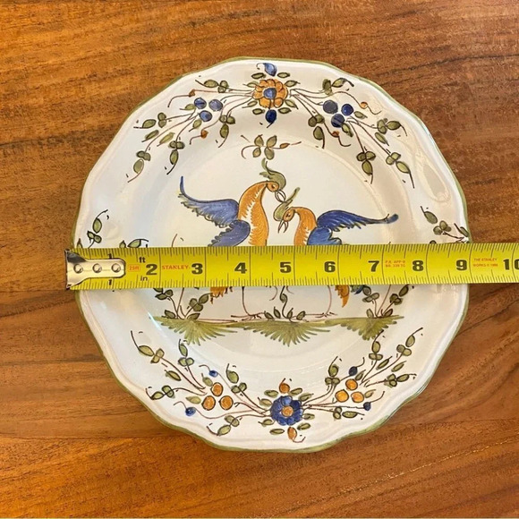 Fait Main French Faience Porcelain Plate with Bird and Flower motif 9in - Picture 15 of 15